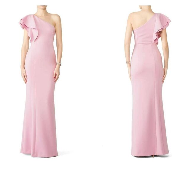 Black Halo Mabel One Shoulder Gown in Light Pink sz 10 - Picture 1 of 7